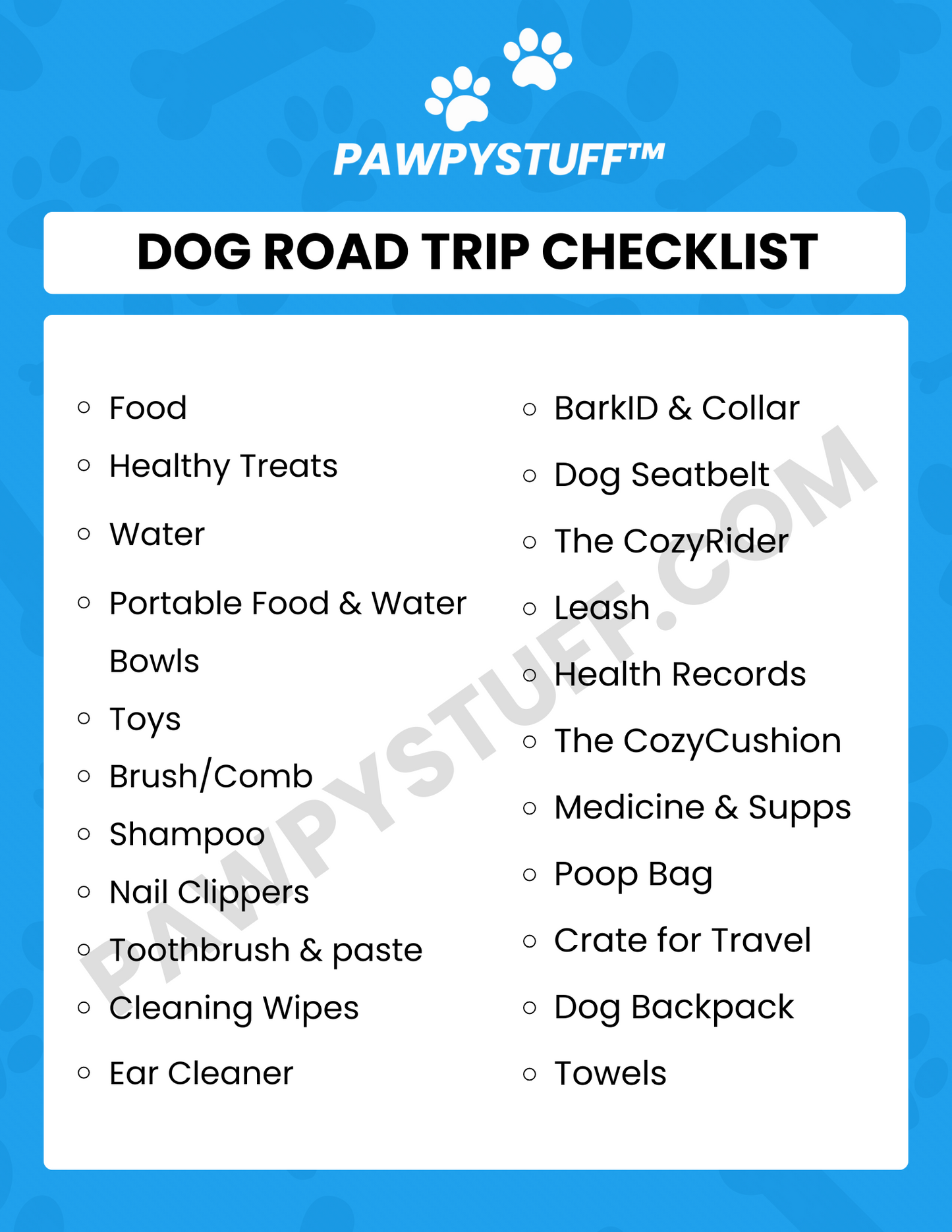 Dog Road Trip Checklist